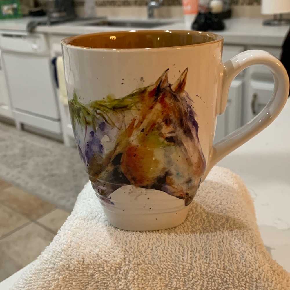 DEMDACO Horse Head 16 oz Coffee Mug Stein Cup Multicolor Stoneware NWOT
